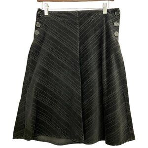Vtg Y2K Black Corduroy Skirt Sz S Black A-Line Knee Length Goth Grunge Academia